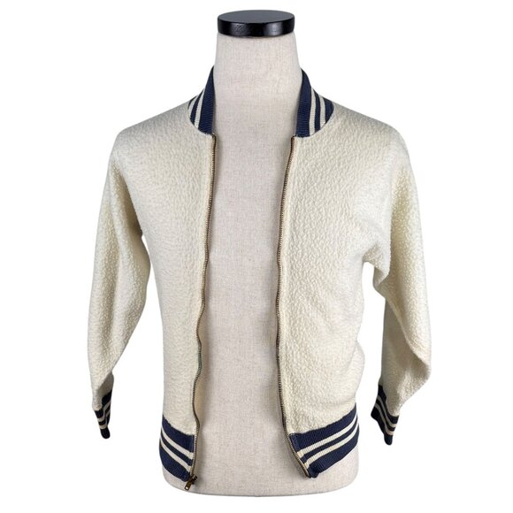 Vintage 1960s Champion Knitwear Mansfield YMCA Varsity Jacket XS White & Navy - Picture 2 of 15